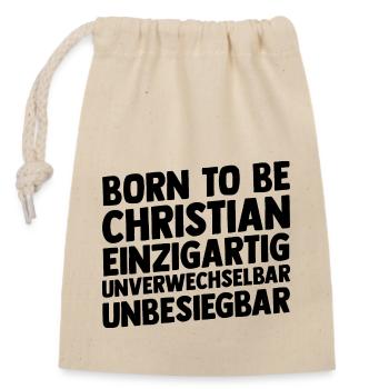 First name Chris Christian - Closable cotton gift bag (14x20cm) - nature - Front