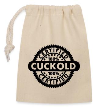 certified cuckold - Closable cotton gift bag (14x20cm) - nature - Front