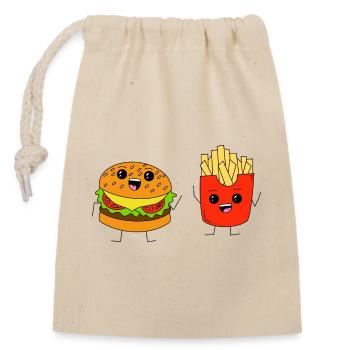 Burgers & Fries - Closable cotton gift bag (14x20cm) - nature - Front