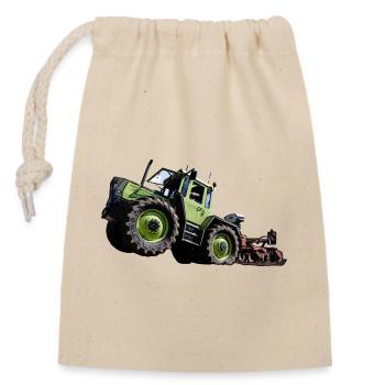 Green tractor MB trac 1300 high starter - Closable cotton gift bag (14x20cm) - nature - Front