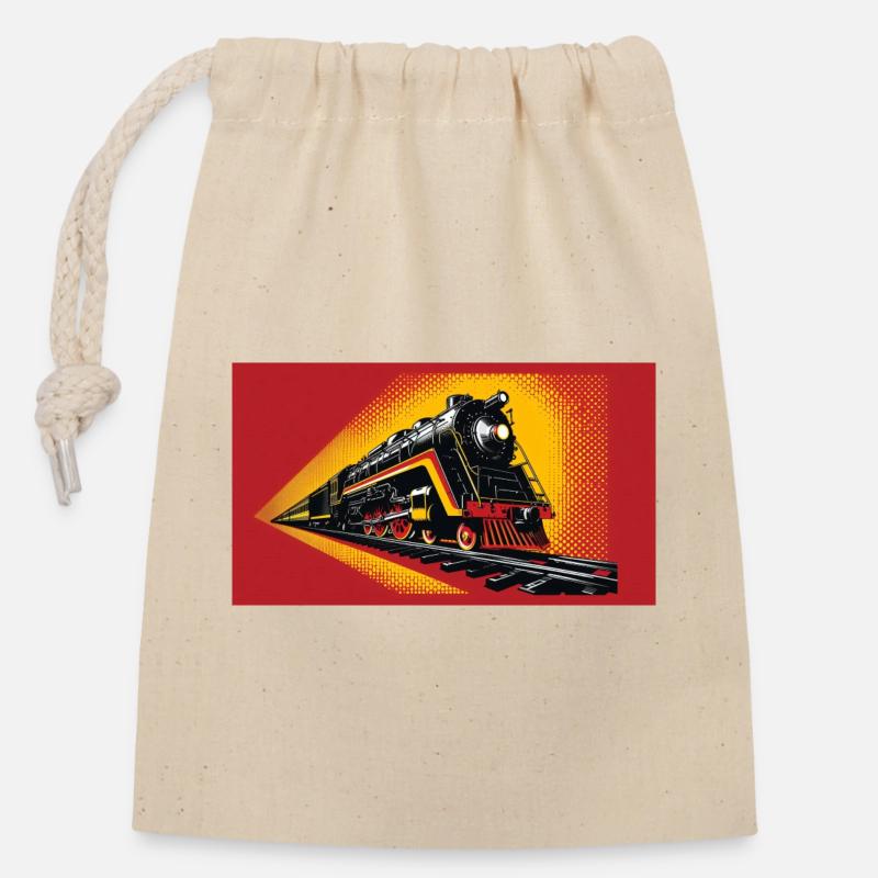 Train 1 2 - Sac cadeau en coton avec cordon (14 x 20 cm) - nature