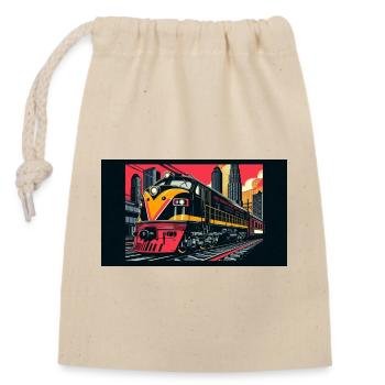 Train 1 4 - Closable cotton gift bag (14x20cm) - nature - Front