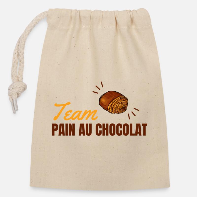 Team Pain Au Chocolat - Verschließbarer Geschenkbeutel aus Baumwolle (14x20cm) - Natur