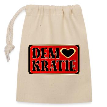 DEMOKRATIE HALTUNG WÄHLEN - Verschließbarer Geschenkbeutel aus Baumwolle (14x20cm) - Natur - Vorne