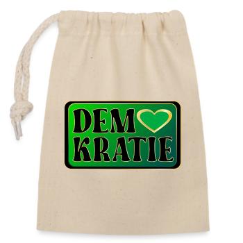 HALTUNG HERZ DEMOKRATIE - Verschließbarer Geschenkbeutel aus Baumwolle (14x20cm) - Natur - Vorne