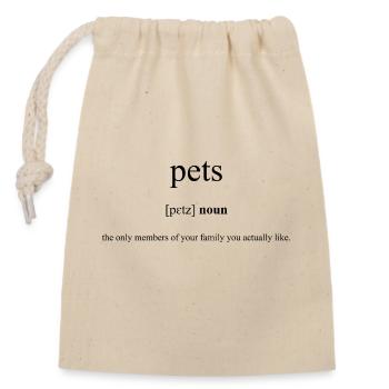 Pets (Haustiere) Definition Dictionary - Verschließbarer Geschenkbeutel aus Baumwolle (14x20cm) - Natur - Vorne