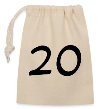 20. 20 ANS. 20e ANNIVERSAIRE. ANNIVERSAIRE 20 ANS. - Sac cadeau en coton avec cordon (14 x 20 cm) - nature - Devant