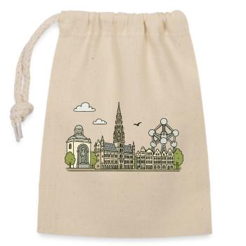 Ville de Bruxelles - Sac cadeau en coton avec cordon (14 x 20 cm) - nature - Devant