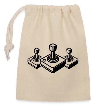 Retro Joypad Joystick Gamer - Closable cotton gift bag (14x20cm) - nature - Front