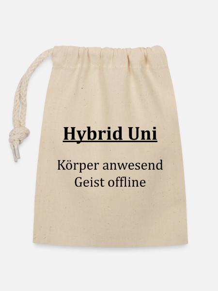 Unispruch "Hybrid Uni" Geschenk, Studenten - Verschließbarer Geschenkbeutel aus Baumwolle (14x20cm) - Natur