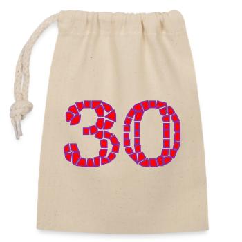 30. 30 YEARS. 30th ANNIVERSARY. 30 YEARS ANNIVERSARY. - Closable cotton gift bag (14x20cm) - nature - Front