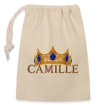 Couronne dorée Monogramme Camille - Sac cadeau en coton avec cordon (14 x 20 cm) - nature - Devant