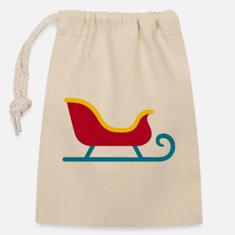 Retro Sleigh Silhouette - Closable cotton gift bag (14x20cm) - nature
