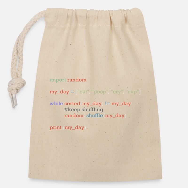 Lustiger Python-Code über den Alltag, Baby - Verschließbarer Geschenkbeutel aus Baumwolle (14x20cm) - Natur