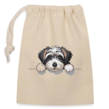 Dog's eye on the edge - Closable cotton gift bag (14x20cm) - nature - Front