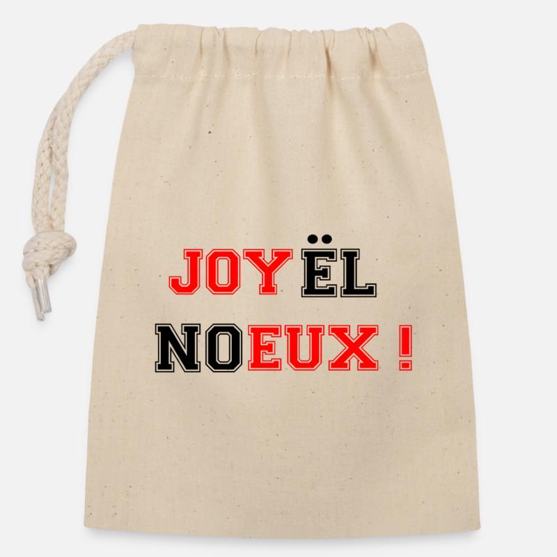 Joyeux Noël inversé - Sac cadeau en coton avec cordon (14 x 20 cm) - nature