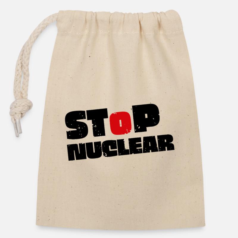 Pas d’énergie nucléaire - Sac cadeau en coton avec cordon (14 x 20 cm) - nature