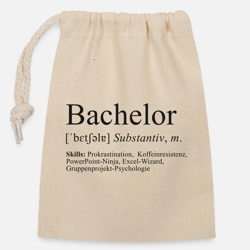 Bachelor - Verschließbarer Geschenkbeutel aus Baumwolle (14x20cm) - Natur