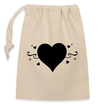 cœur noir cadeau saint valentin - Sac cadeau en coton avec cordon (14 x 20 cm) - nature - Devant