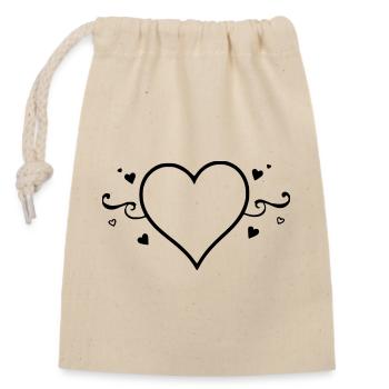 cœur noir cadeau saint valentin - Sac cadeau en coton avec cordon (14 x 20 cm) - nature - Devant