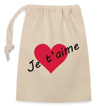 I love you - Closable cotton gift bag (14x20cm) - nature - Front