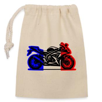 Motorcycle France 2026 - Closable cotton gift bag (14x20cm) - nature - Front