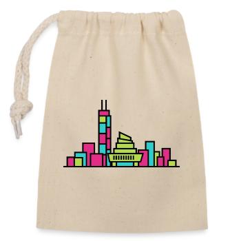 Hamilton City Skyline Industry Linienkunst - Verschließbarer Geschenkbeutel aus Baumwolle (14x20cm) - Natur - Vorne