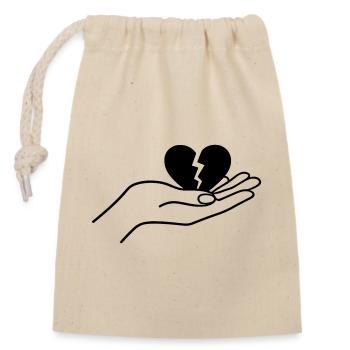 Cœur brisé en main Design minimal d’art lineal - Sac cadeau en coton avec cordon (14 x 20 cm) - nature - Devant