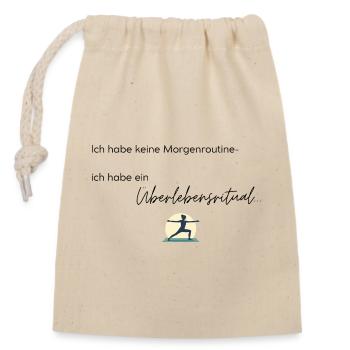 LIEBEVOLL Morgenroutine Yoga - Verschließbarer Geschenkbeutel aus Baumwolle (14x20cm) - Natur - Vorne