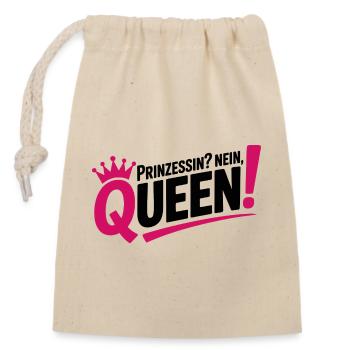 Reine au lieu de princesse - Sac cadeau en coton avec cordon (14 x 20 cm) - nature - Devant