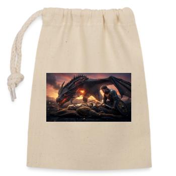 Beowulf meurt après avoir tué le puissant dragon - Sac cadeau en coton avec cordon (14 x 20 cm) - nature - Devant