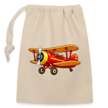 Biplane Airplane Motif Retro Cartoon - Closable cotton gift bag (14x20cm) - nature - Front