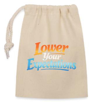 Sarcasme – Baissez vos attentes – Drôle de femme - Sac cadeau en coton avec cordon (14 x 20 cm) - nature - Devant