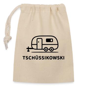 Tschüssikowski Camping Urlaub Wohnwagen Ferien - Verschließbarer Geschenkbeutel aus Baumwolle (14x20cm) - Natur - Vorne