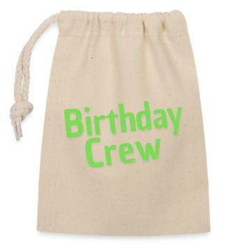Birthday Crew - Verschließbarer Geschenkbeutel aus Baumwolle (14x20cm) - Natur - Vorne