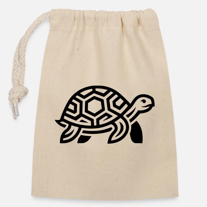 Schildkröte - Verschließbarer Geschenkbeutel aus Baumwolle (14x20cm) - Natur