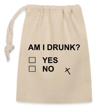 Am I Drunk Yes No Funny Drinking Party Design - Sac cadeau en coton avec cordon (14 x 20 cm) - nature - Devant
