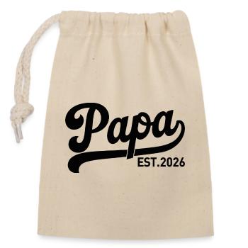 Papa 2026 Stolzer Papa  - Verschließbarer Geschenkbeutel aus Baumwolle (14x20cm) - Natur - Vorne