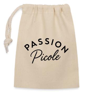 Passion picole – Design typographique humoristique - Sac cadeau en coton avec cordon (14 x 20 cm) - nature - Devant