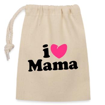 i love mama - i heart mama - ich liebe mutti mom - Verschließbarer Geschenkbeutel aus Baumwolle (14x20cm) - Natur - Vorne