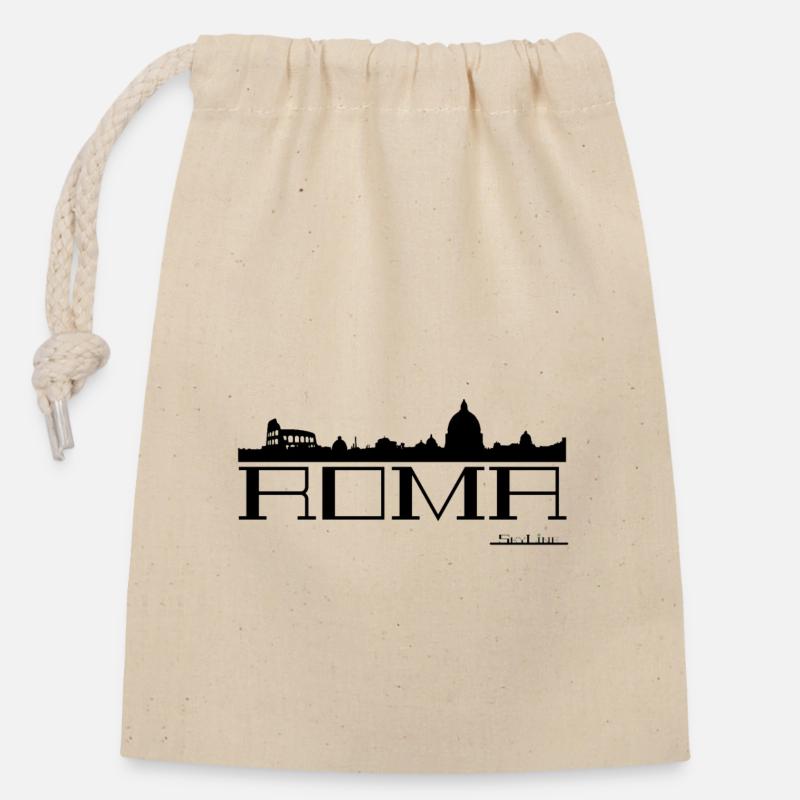 Silhouette Skyline Rome - Sac cadeau en coton avec cordon (14 x 20 cm) - nature