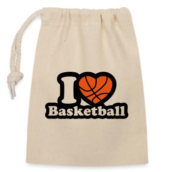 I love basketball - Ich liebe Basketball - Verschließbarer Geschenkbeutel aus Baumwolle (14x20cm) - Natur - Vorne
