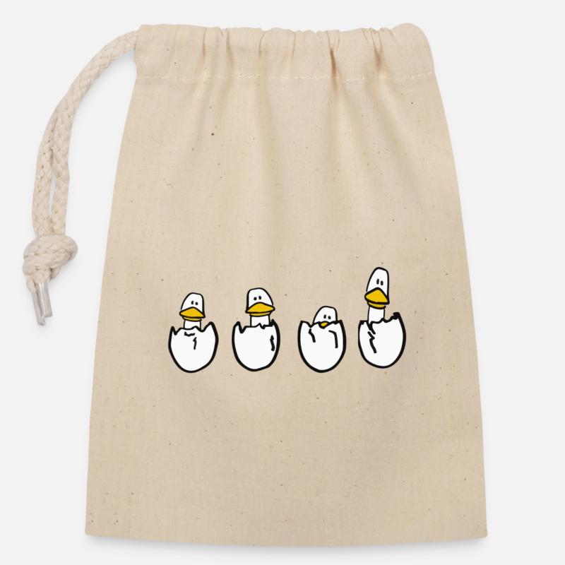 Canards à l’œuf - Sac cadeau en coton avec cordon (14 x 20 cm) - nature