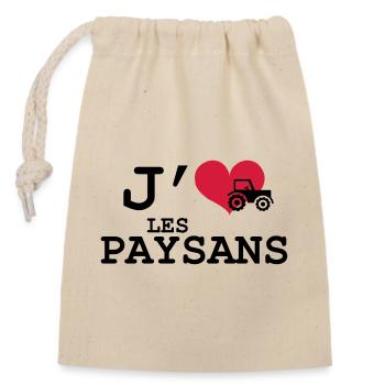 J'aime les Paysans - Sac cadeau en coton avec cordon (14 x 20 cm) - nature - Devant