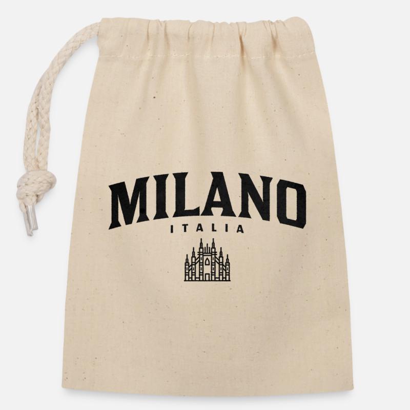 Milano Gothic Skyline Italien - Verschließbarer Geschenkbeutel aus Baumwolle (14x20cm) - Natur