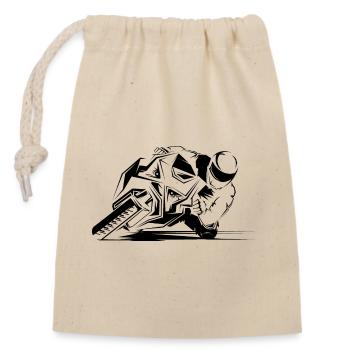 motorcycle racing moto biker gp symbol rider biker - Closable cotton gift bag (14x20cm) - nature - Front