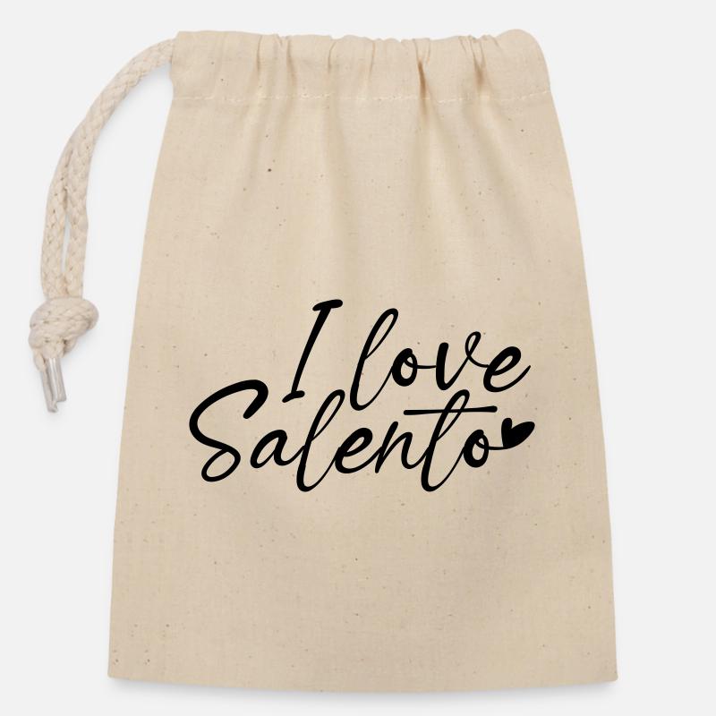 Ich liebe Salento - Verschließbarer Geschenkbeutel aus Baumwolle (14x20cm) - Natur