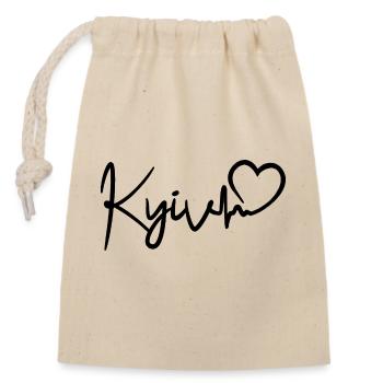 Kyiv Heartbeat Ukraine Kiev Love - Closable cotton gift bag (14x20cm) - nature - Front