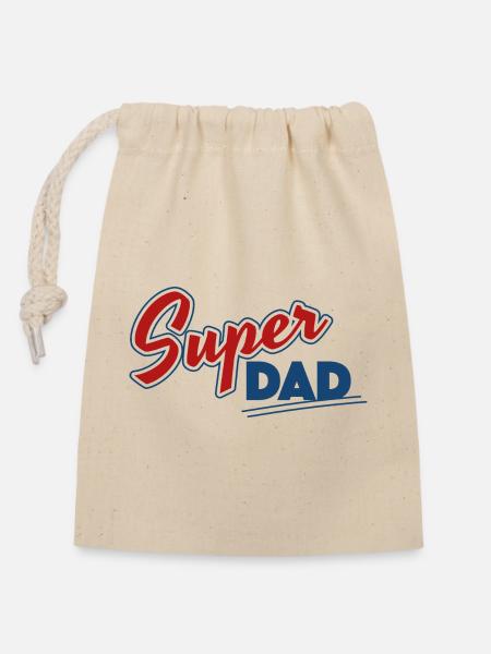 Super Dad Design - Verschließbarer Geschenkbeutel aus Baumwolle (14x20cm) - Natur