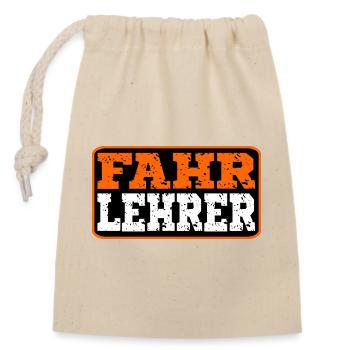 Geschenke für Fahrlehrer - Fahrschule Lehrer - Verschließbarer Geschenkbeutel aus Baumwolle (14x20cm) - Natur - Vorne